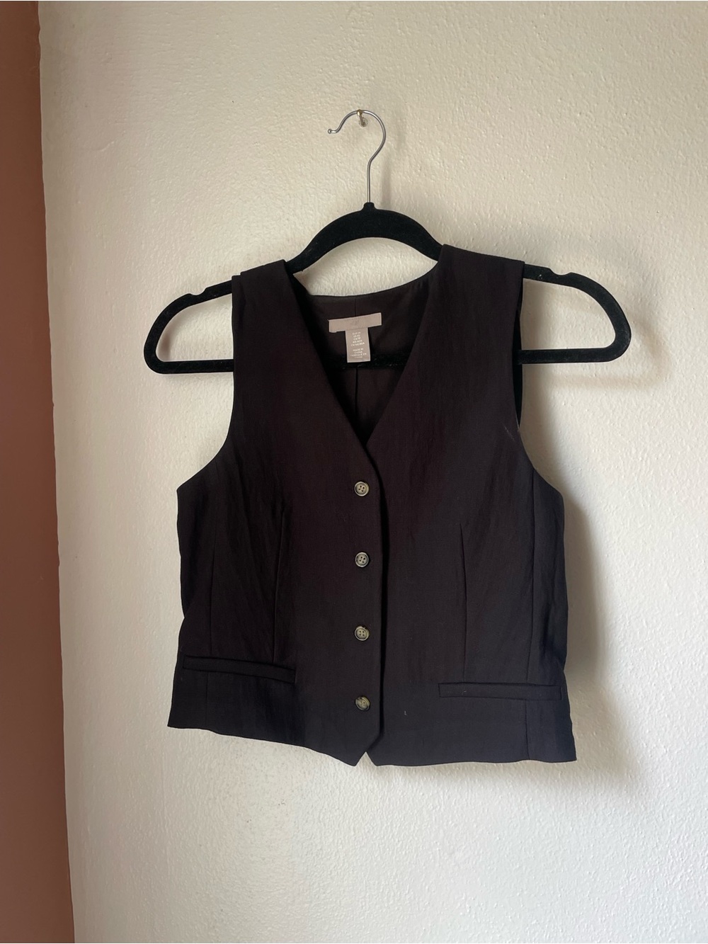 H&M Classic Black Button Front Vest